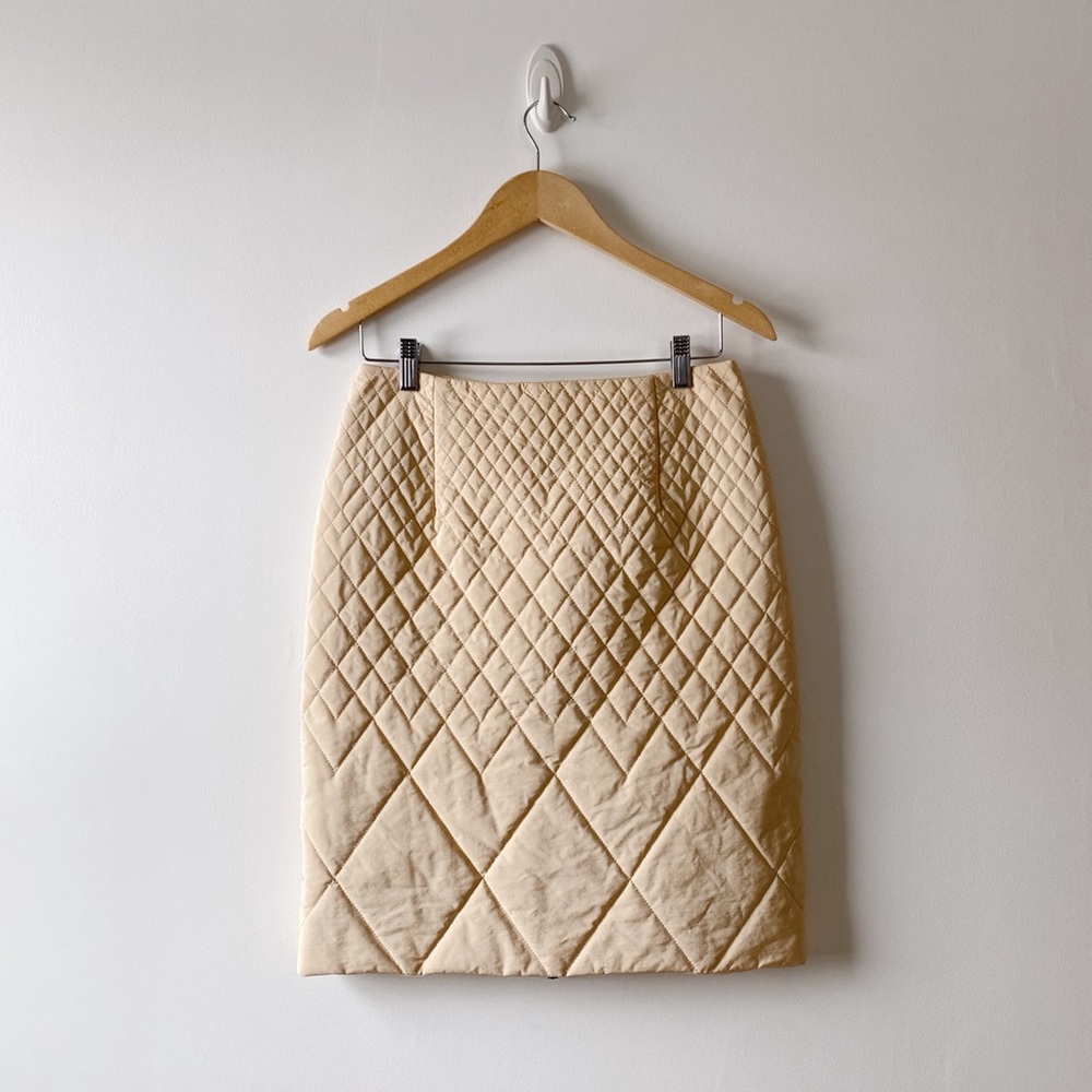 Postcard Tan Puffer Pencil Skirt with Back Zipper size M/8 RARE